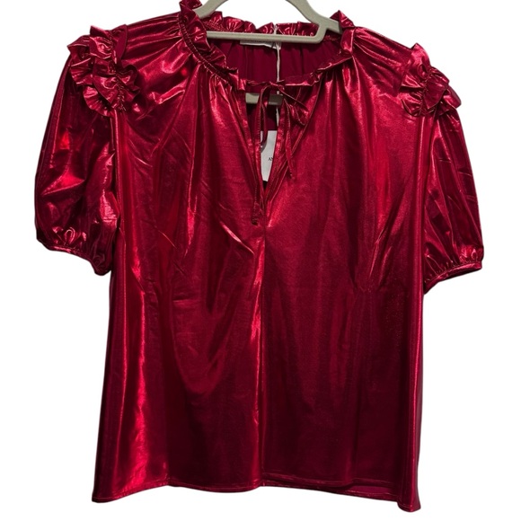 And the Why - beautiful red blouse - size M -  NWT - Picture 5 of 16